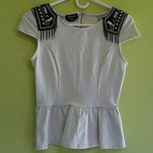 Bebe Bedazzled Military Style Peplum